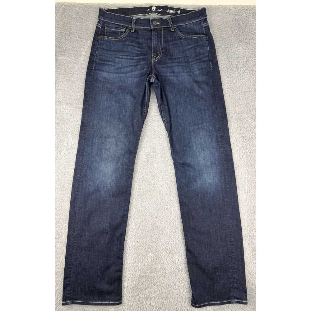7 For All Mankind Standard Jeans Mens 32x34 Dark Blue Straight Leg Stretch Denim